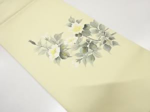 作家物　塩瀬　手描き　枝花模様　名古屋帯